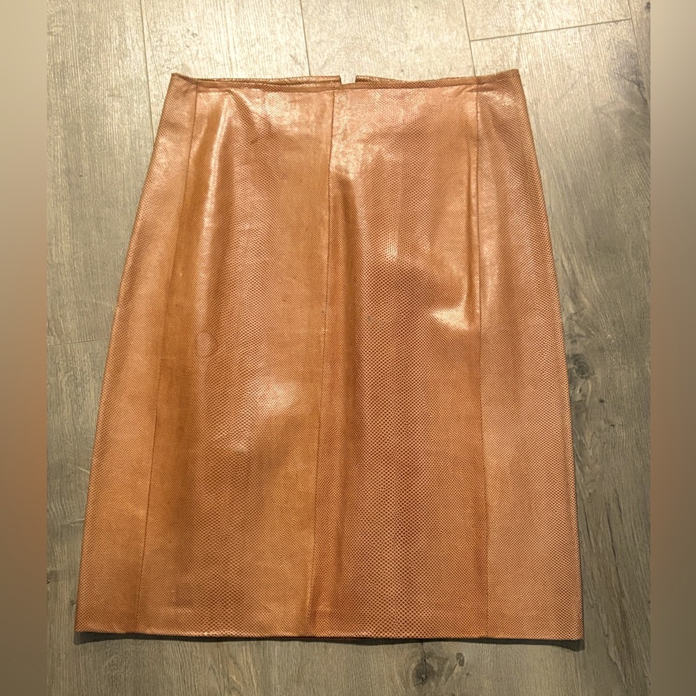 Snakeskin embossed leather skirt